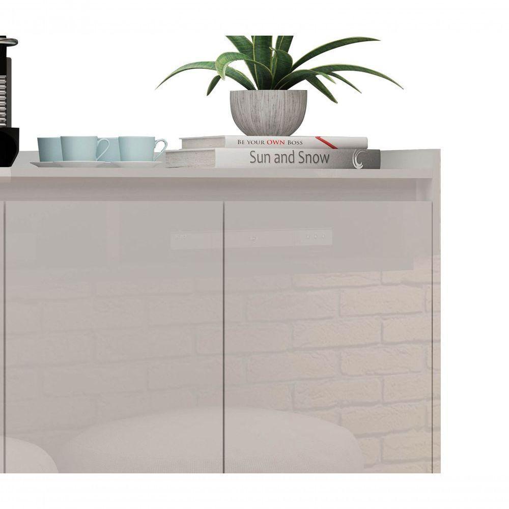 Balcao Buffet Retrô Delta 3 Portas Branco Gloss - Moveisaqui - 3
