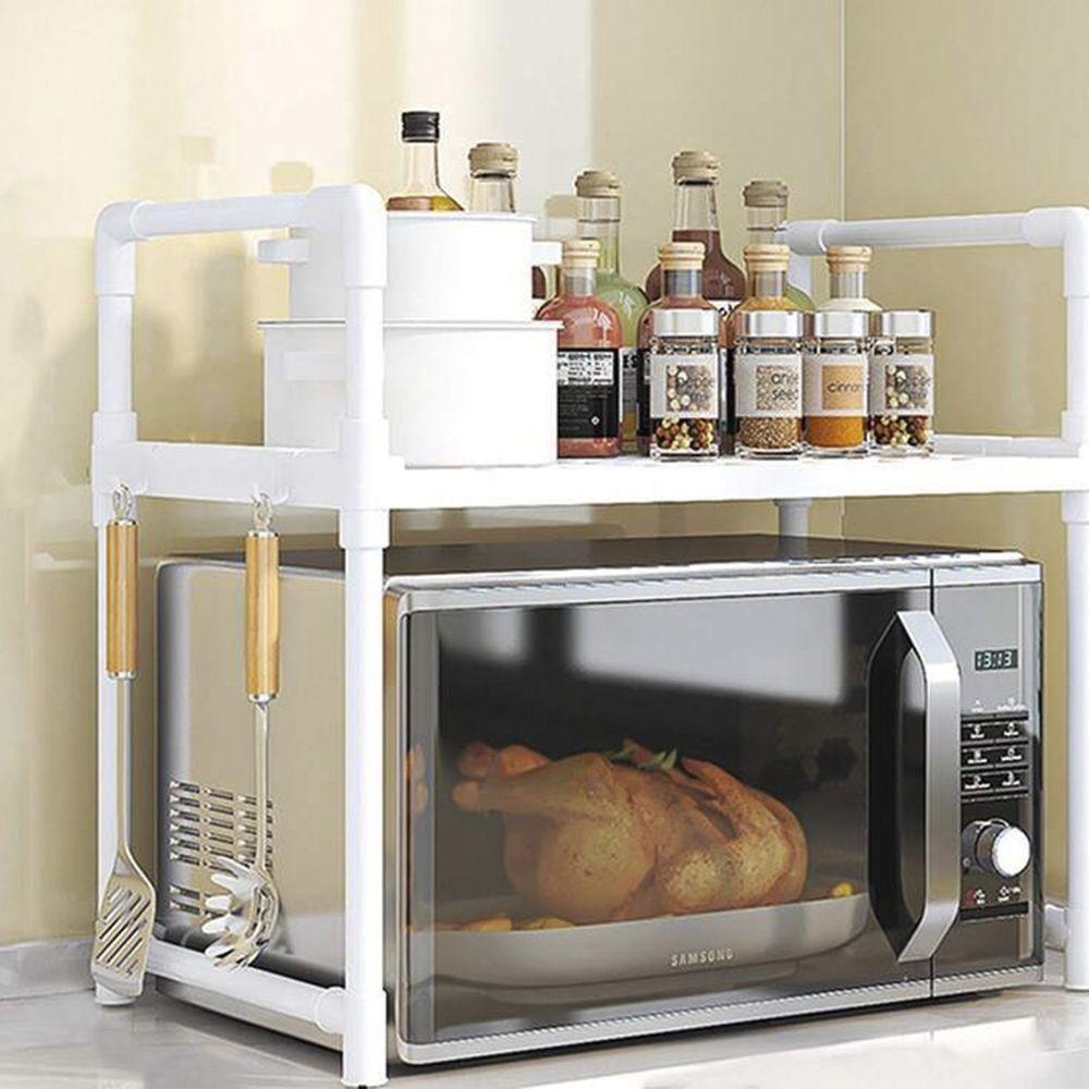 Suporte Rack Microondas Organizador Cozinha Prateleira Gancho Talher Louça Tempero Balcao Armario Compacto Pia Multiuso - 3
