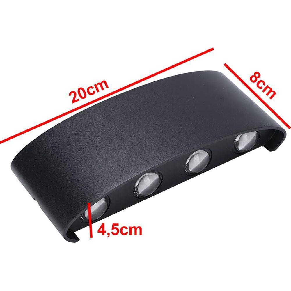 Arandela Luminaria Parede 8w 8 Fachos Iluminaçao Casa Garagem Varanda Rua Quintal Jardim Segurança Muro - 2