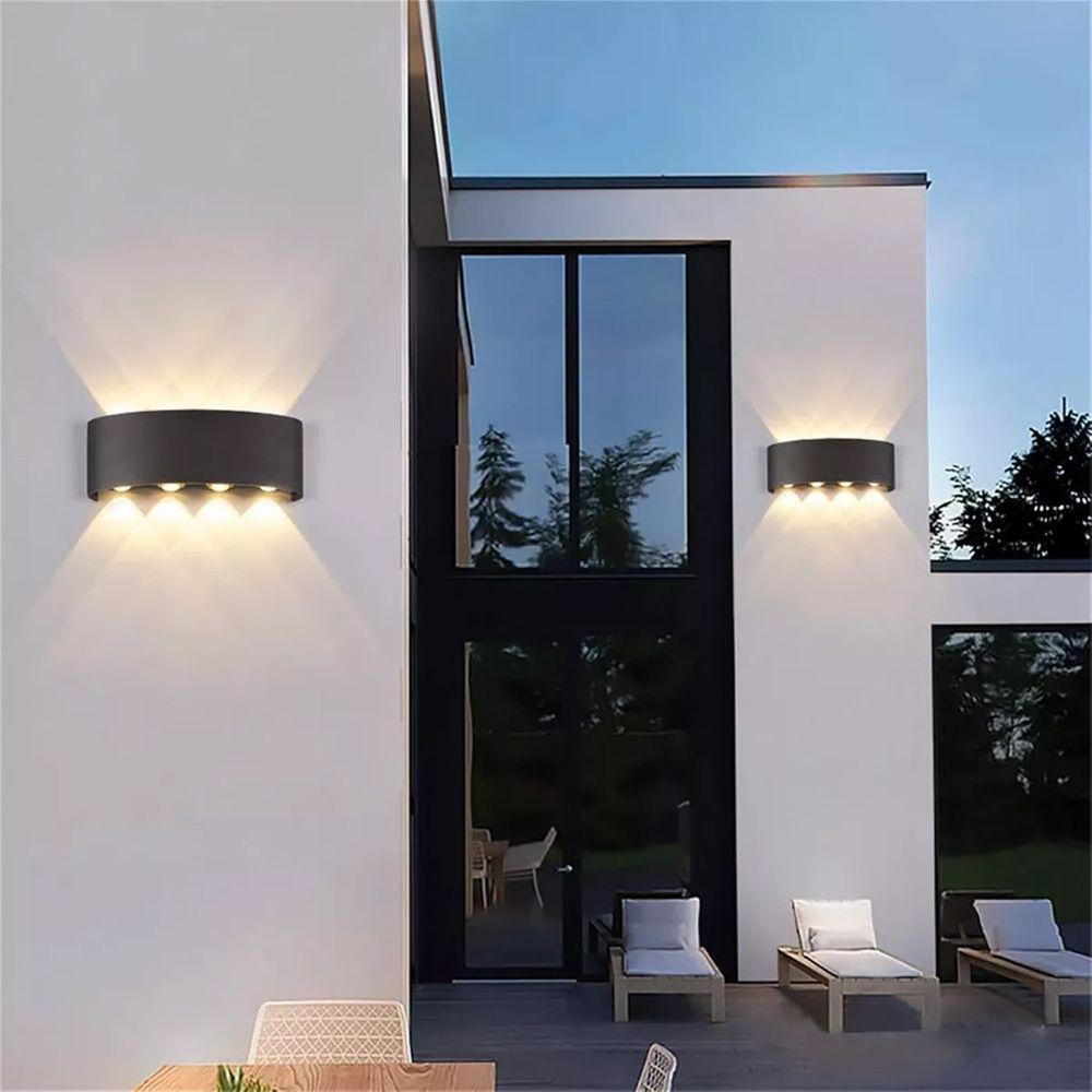 Arandela Luminaria Parede 8w 8 Fachos Iluminaçao Casa Garagem Varanda Rua Quintal Jardim Segurança Muro - 9