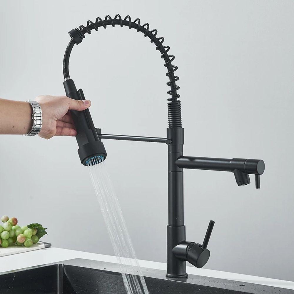 Torneira Gourmet Cozinha Monocomando Luxo Dois Jatos Misturador Agua Fria Quente Aerador Mesa Pia Bancada Sofisticada - 2