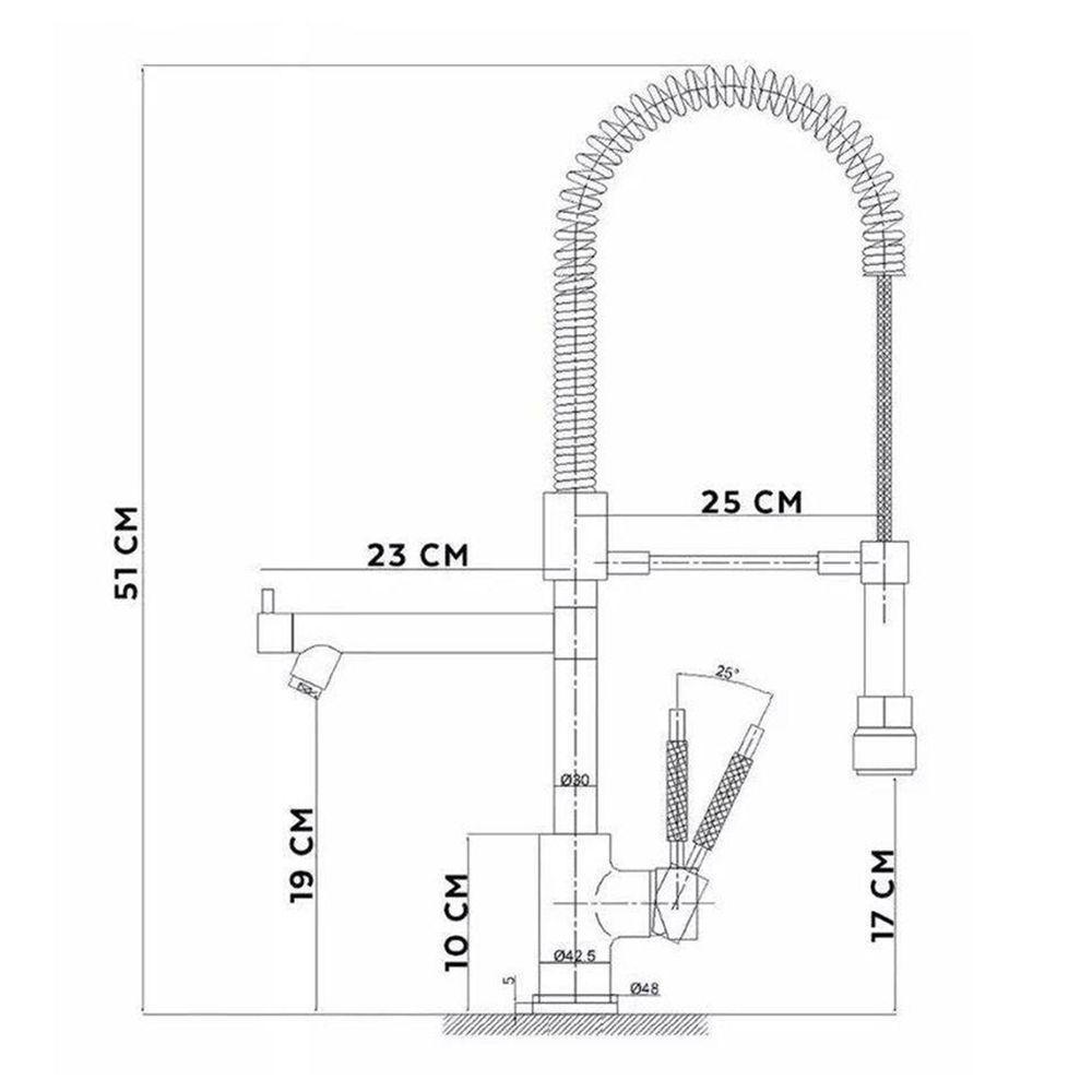 Torneira Gourmet Cozinha Monocomando Luxo Dois Jatos Misturador Agua Fria Quente Aerador Mesa Pia Bancada Sofisticada - 6