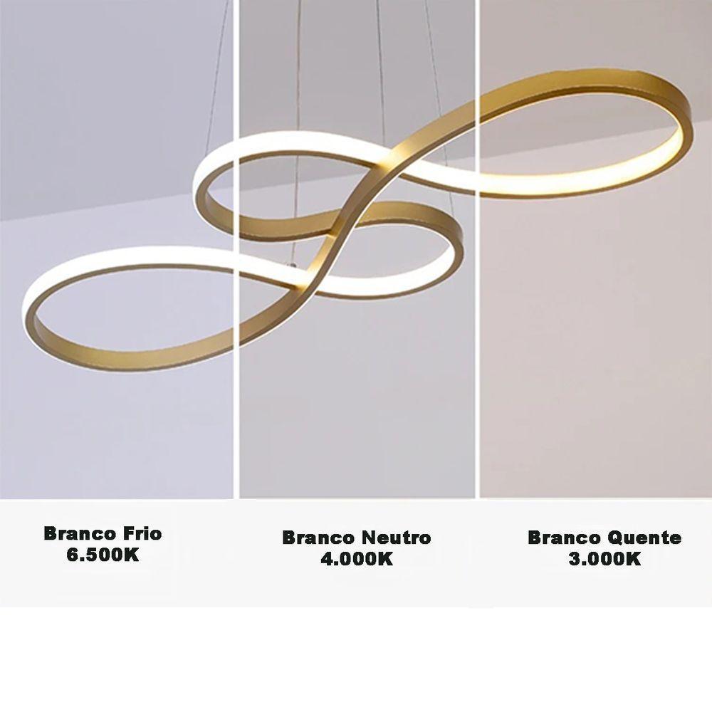 Lustre Pendente Arco Infinito Led 3 Em 1 Recepçao Restaurante Hall De Entrada Hotel Sala De Jantar Residencial Comercial - 3