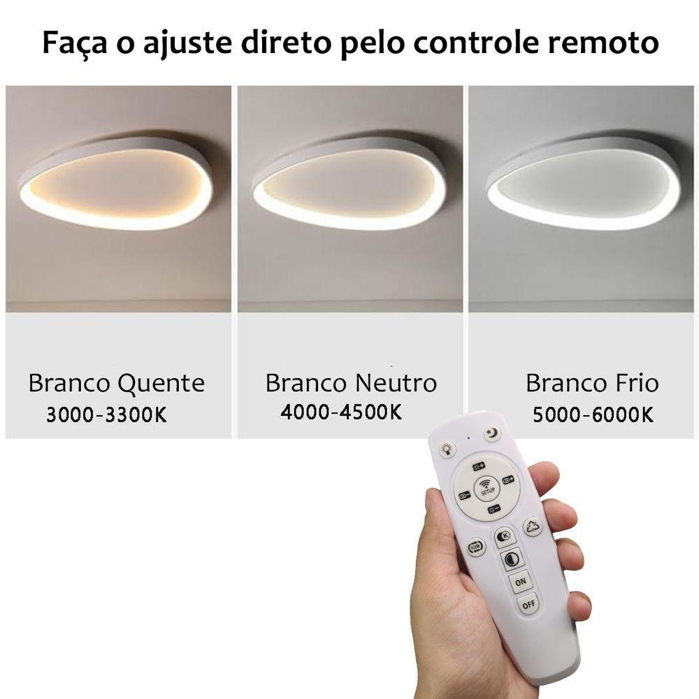 Luminaria Paflon Sobrepor Led 3 Tons Ajustavel Controle Remoto Luz Teto Iluminaçao Decoraçao Casa Sala Quarto Comercio - 5