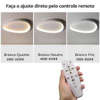 Luminaria Paflon Sobrepor Led 3 Tons Ajustavel Controle Remoto Luz Teto Iluminaçao Decoraçao Casa Sala Quarto Comercio - 5