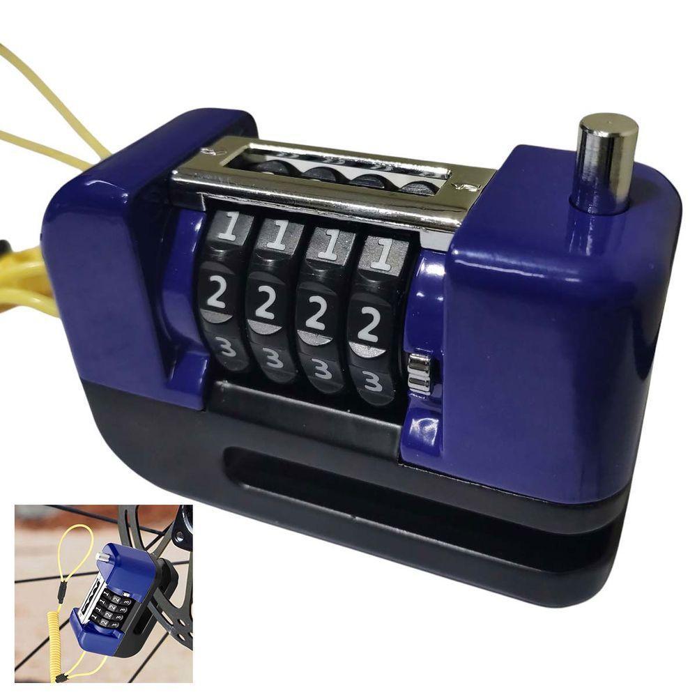 Trava De Disco Freio Antifurto Moto Bike Motocicleta Bicicleta Senha 4 Digitos Cadeado Resistente Proteçao Segurança - 1