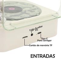 Caixa De Som Vinil Toca Disco Vitrola Usb Bluetooth Cartao Tf Luminaria Musica Recarregavel Usb Portatil