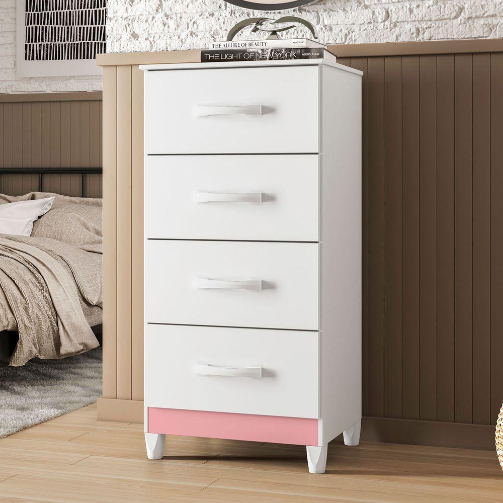 Cômoda Mobi Biflex Branco Fosco Liso-rosa Matte - Albatroz Móveis - 4