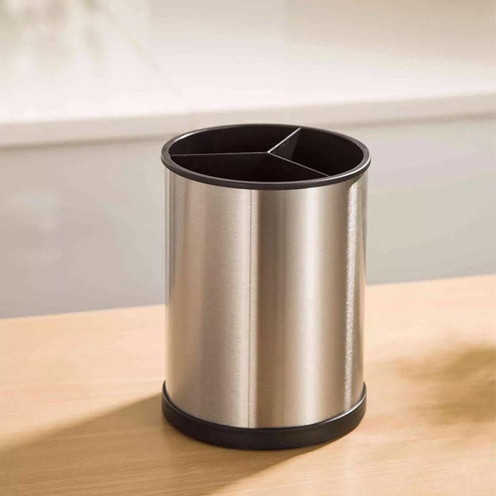 Porta Talheres Utensilios Base Giratoria Inox Bancada Cozinha Suporte Pia Mesa Organizaçao Limpeza Multiuso Resistente - 8