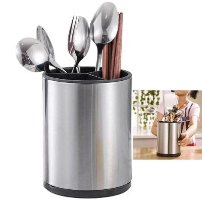 Porta Talheres Utensilios Base Giratoria Inox Bancada Cozinha Suporte Pia Mesa Organizaçao Limpeza Multiuso Resistente