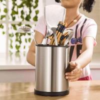 Porta Talheres Utensilios Base Giratoria Inox Bancada Cozinha Suporte Pia Mesa Organizaçao Limpeza Multiuso Resistente - 3