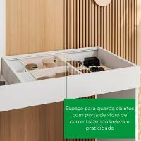 Mesa Escrivaninha Office Penteadeira Play Moderna Espelho Branco Fosco Com Cinamomo Mel - 3
