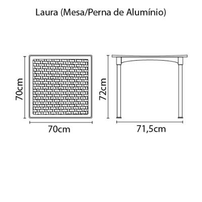 Mesa Tramontina Laura Rattan Preto Com Pernas De Alumínio