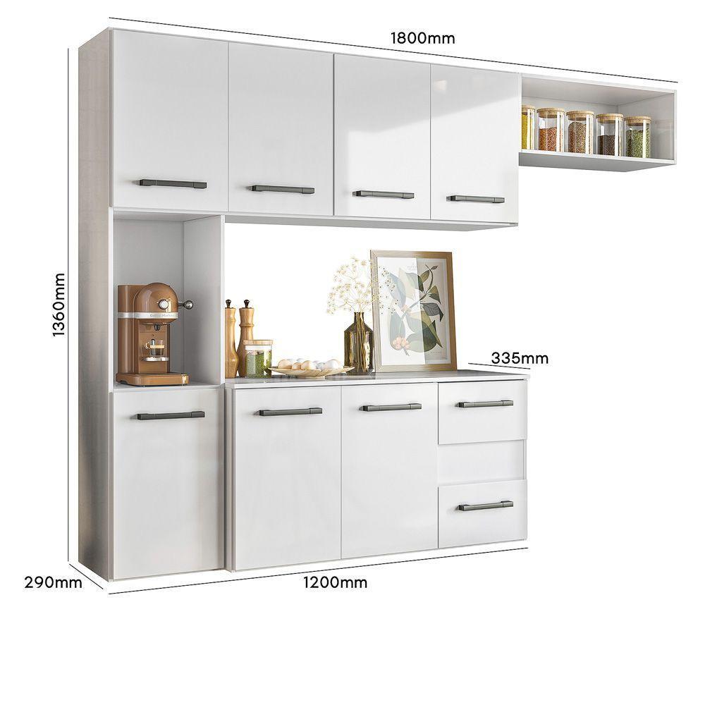 Cozinha Suspensa 07 Portas 02 Gavetas Branco Juliete - Nicioli - 9