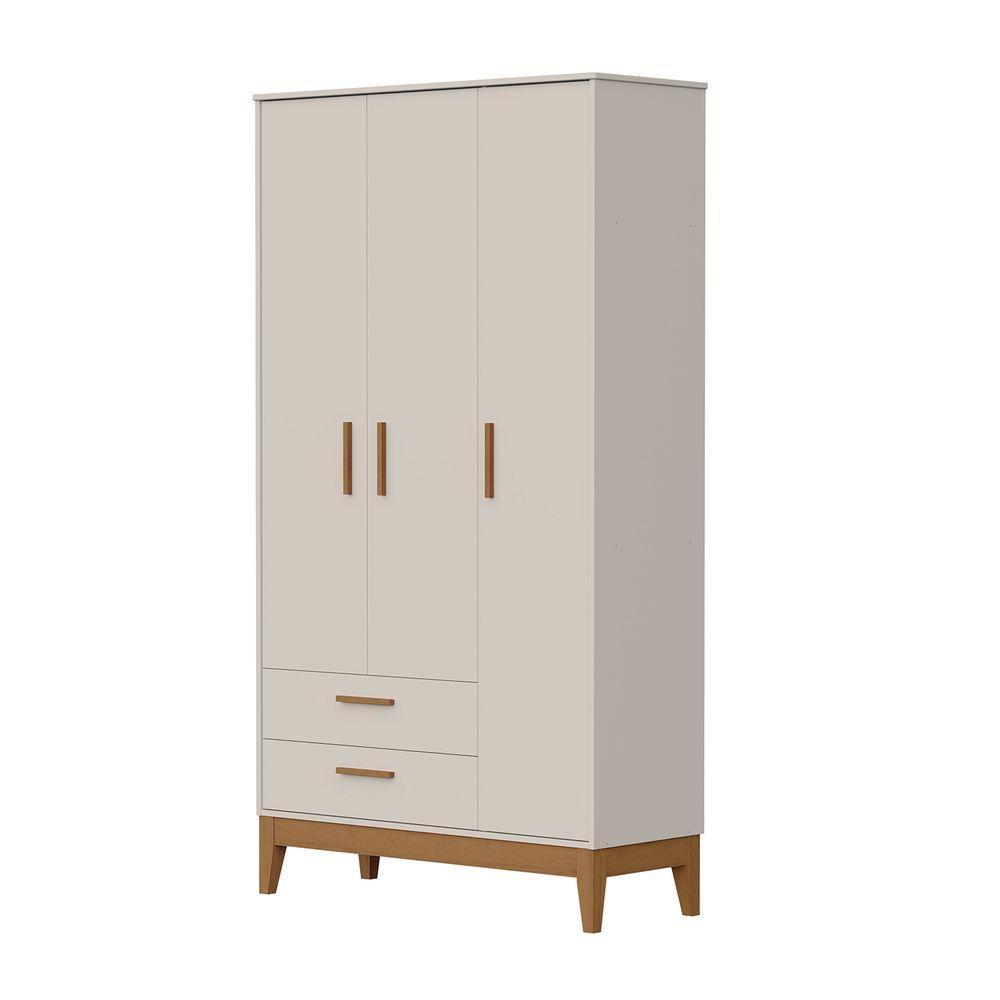 Roupeiro Flip 3 Portas 2 Gavetas Areia Fosco - 1