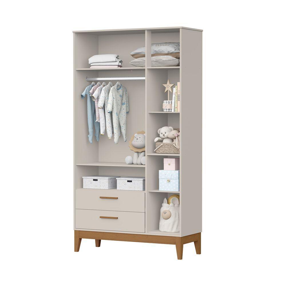 Roupeiro Flip 3 Portas 2 Gavetas Areia Fosco - 3