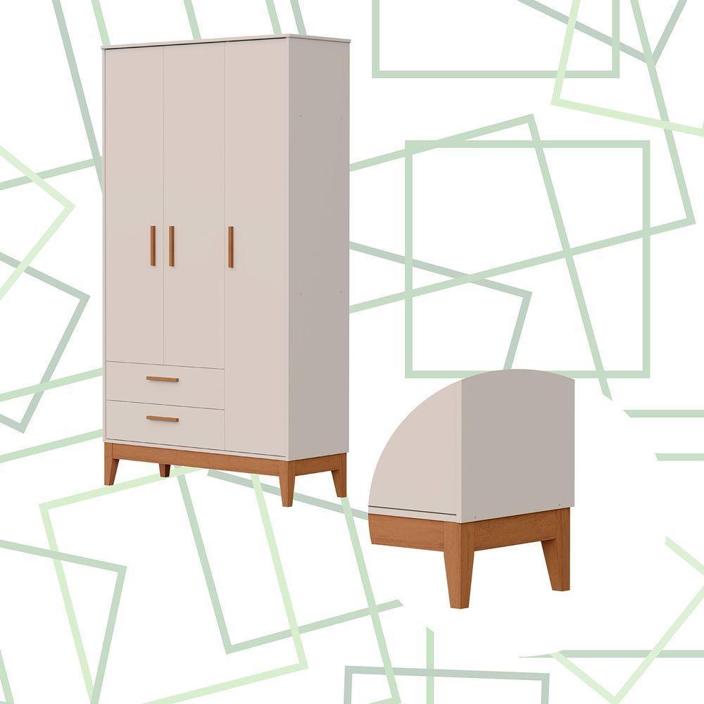 Roupeiro Flip 3 Portas 2 Gavetas Areia Fosco - 5