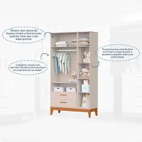 Roupeiro Flip 3 Portas 2 Gavetas Areia Fosco