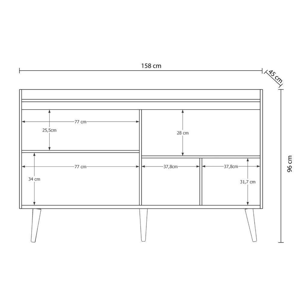 Buffet Aparador Retrô Delux 4 Portas Preto - Moveisaqui - 5
