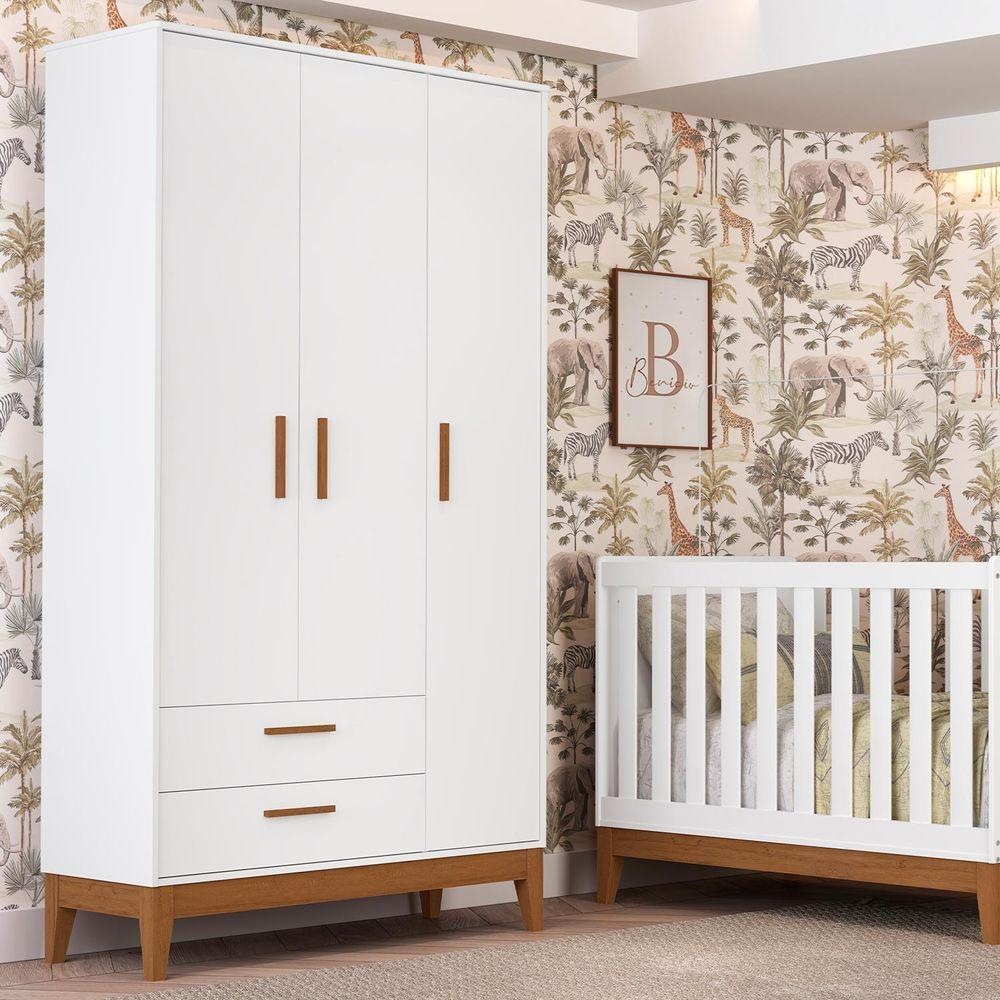 Roupeiro Flip 3 Portas 2 Gavetas Branco Fosco - 2