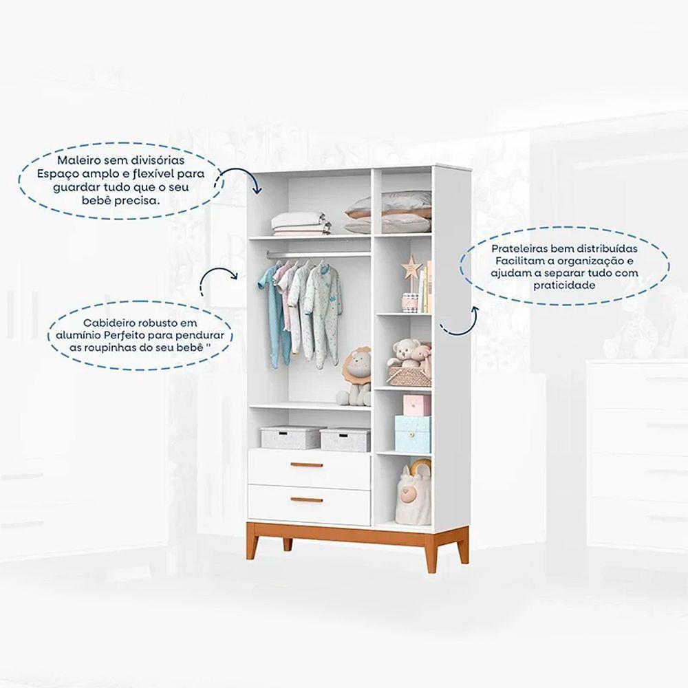 Roupeiro Flip 3 Portas 2 Gavetas Branco Fosco - 4