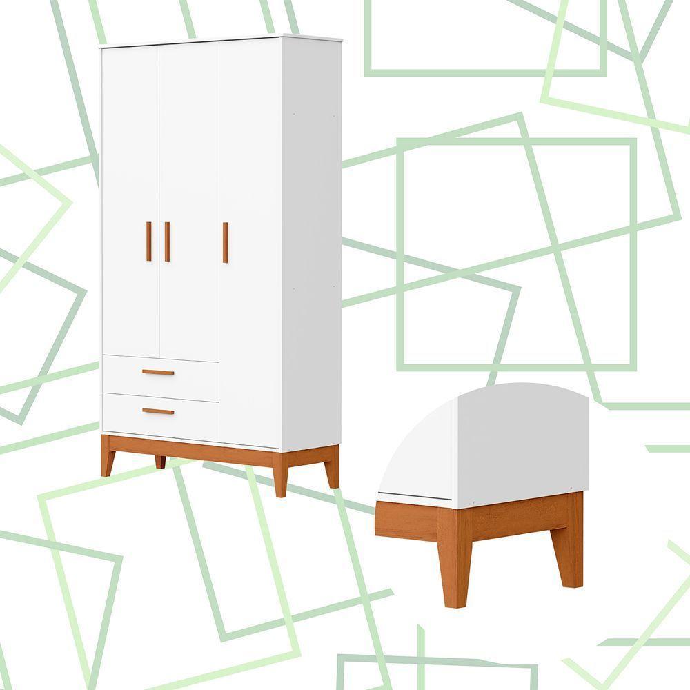 Roupeiro Flip 3 Portas 2 Gavetas Branco Fosco - 5