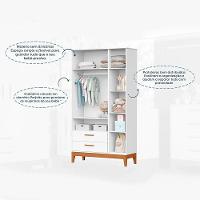 Roupeiro Flip 3 Portas 2 Gavetas Branco Fosco