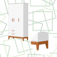 Roupeiro Flip 3 Portas 2 Gavetas Branco Fosco - 5