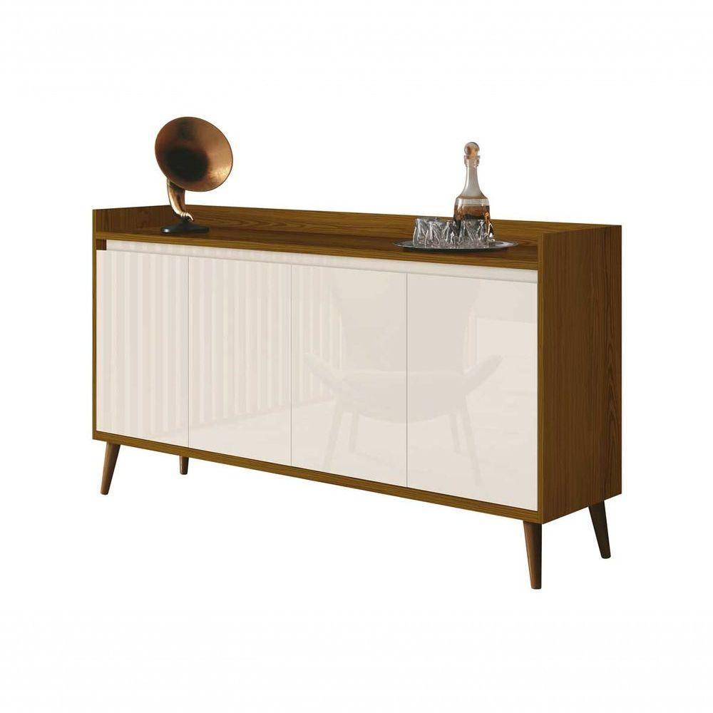 Buffet Aparador Retrô Clássico 4 Portas Freijó Com Offwhite - Moveisaqui - 2