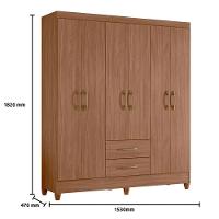 Guarda Roupa Roupeiro Casal Panama 6 Portas 2 Gavetas Castanho - Moval - 2