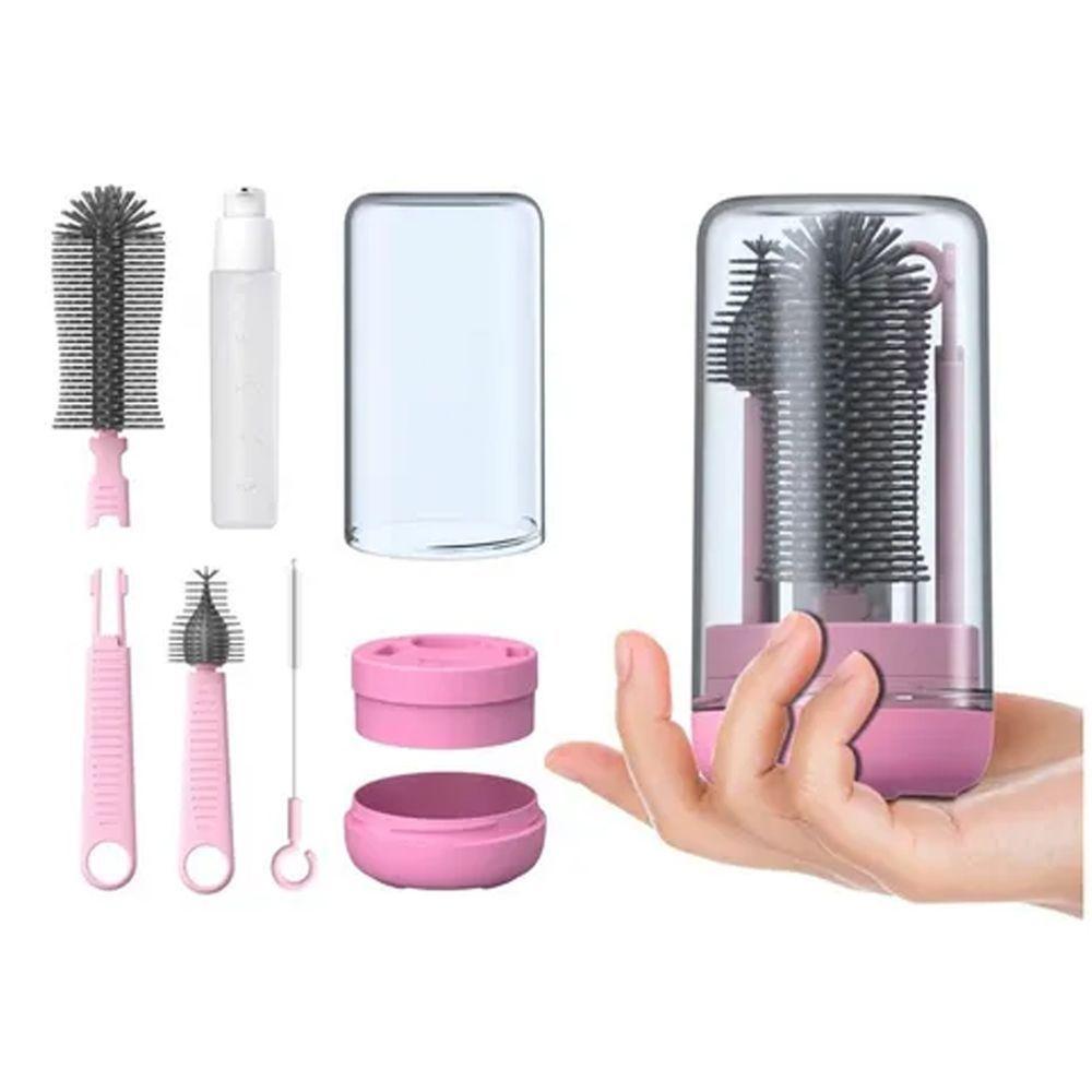 Kit Escova De Limpeza 4 Em 1 Mamadeira Copo Garrafa Bebe Criança Limpeza Higiene Bolsa Passeio Mala Viagem - 7