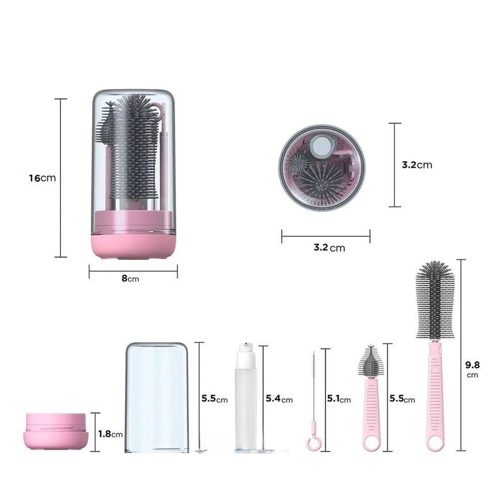 Kit Escova De Limpeza 4 Em 1 Mamadeira Copo Garrafa Bebe Criança Limpeza Higiene Bolsa Passeio Mala Viagem - 8