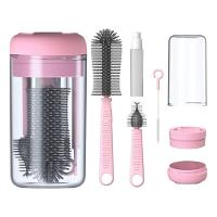 Kit Escova De Limpeza 4 Em 1 Mamadeira Copo Garrafa Bebe Criança Limpeza Higiene Bolsa Passeio Mala Viagem - 6