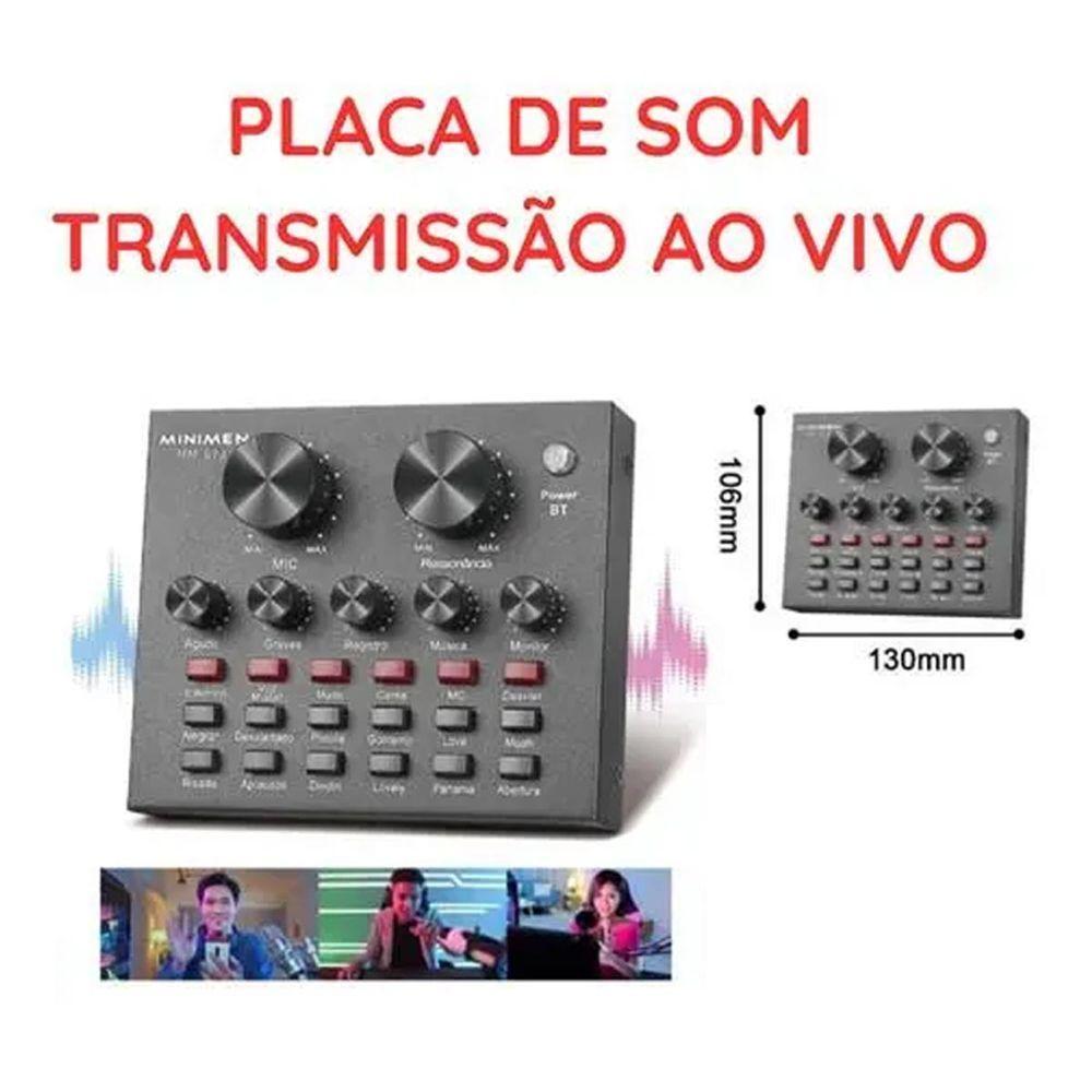 Microfone Condensador Profissional Mesa De Som Controladora Gravaçao De Audio Podcast Streaming Live Transmissao Ao Vivo - 4