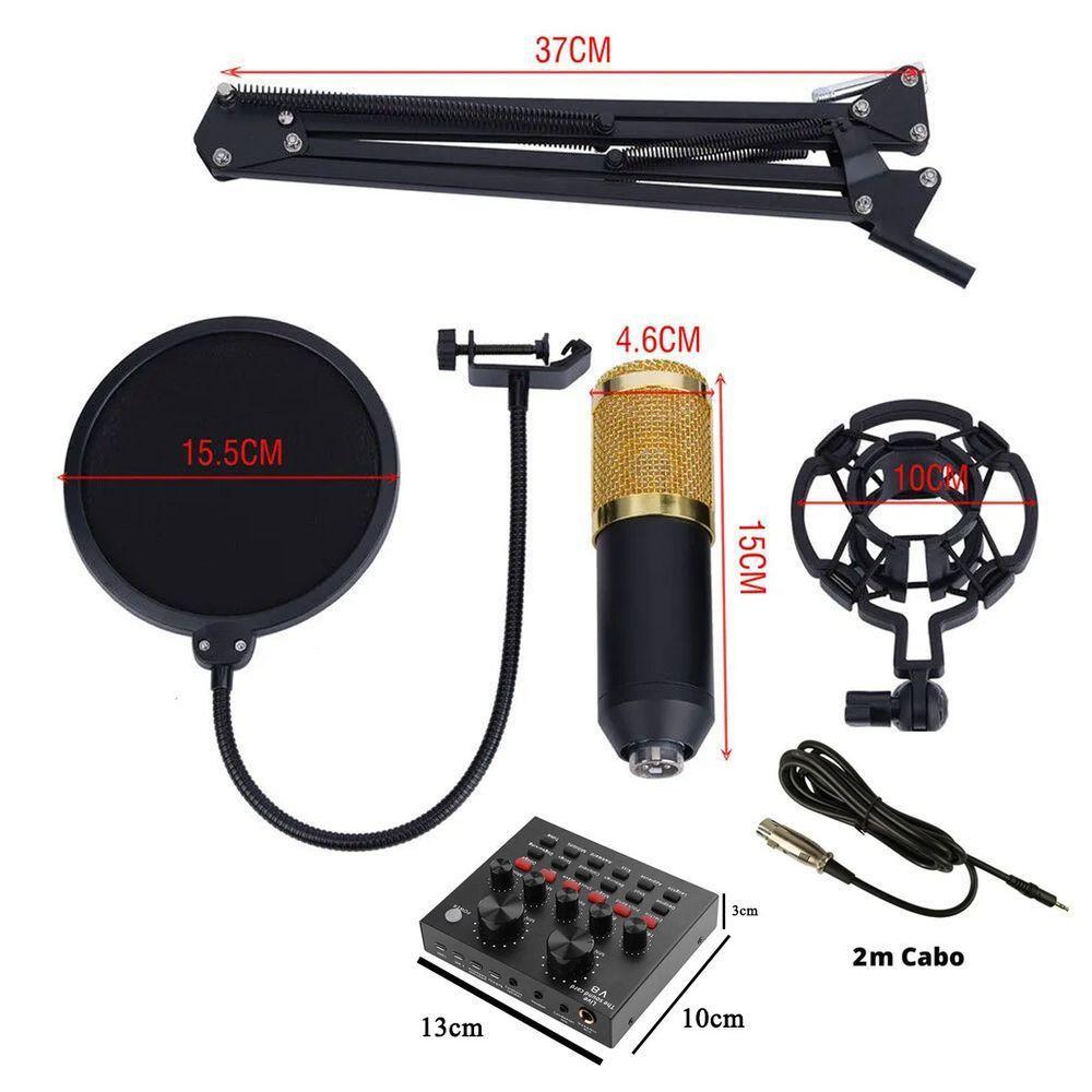 Microfone Condensador Profissional Mesa De Som Controladora Gravaçao De Audio Podcast Streaming Live Transmissao Ao Vivo - 8