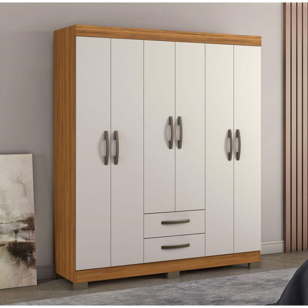Guarda-roupa 6 Portas Tairus Freijó Com Off White - Moveisaqui - 2