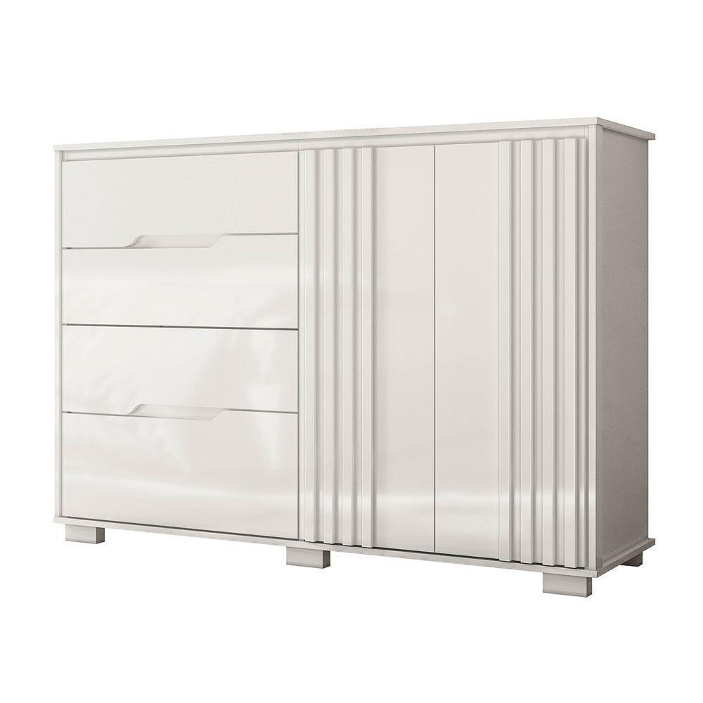 Comoda Texas 4 Gavetas Sapateira Branco Acetinado - Moval - 1