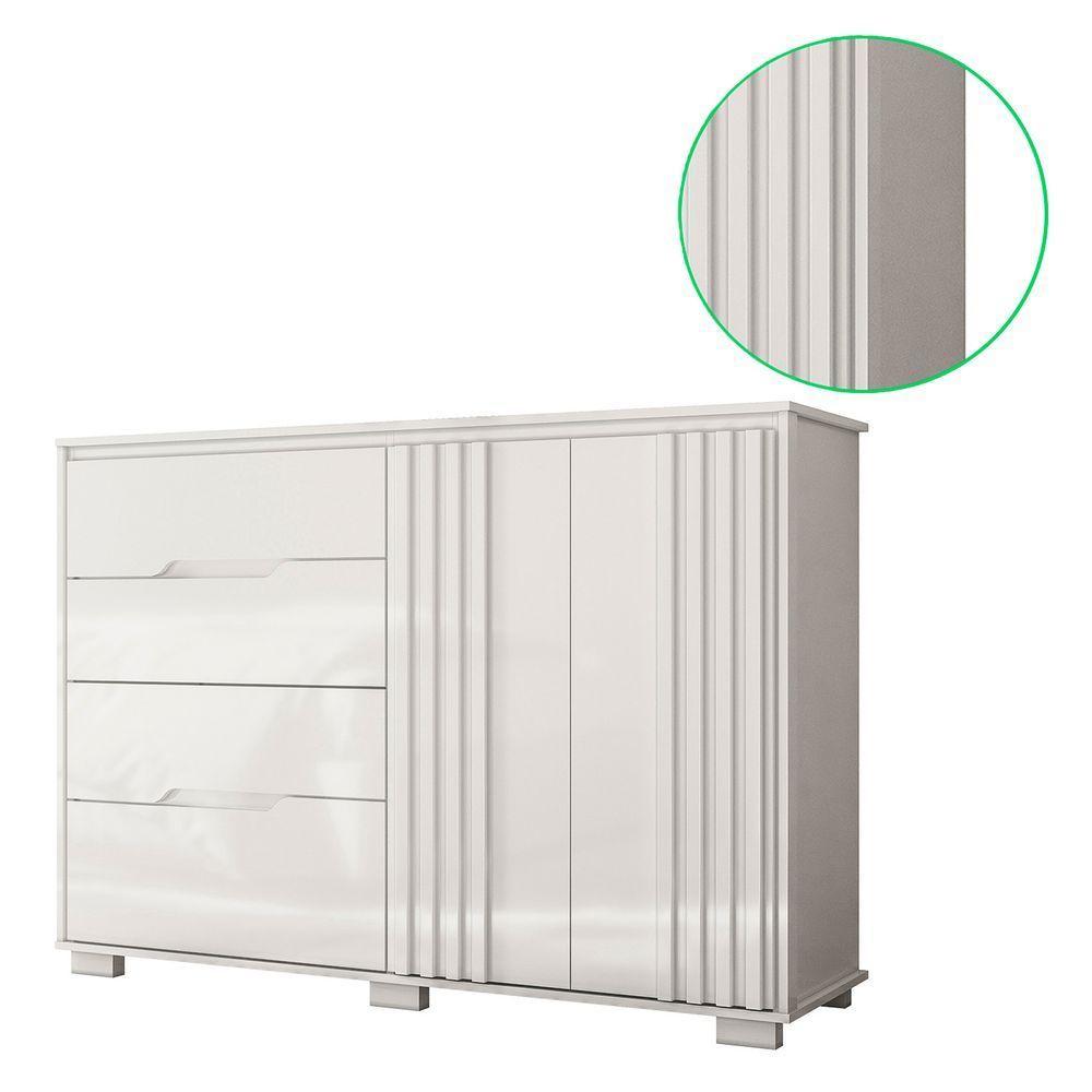 Comoda Texas 4 Gavetas Sapateira Branco Acetinado - Moval - 5