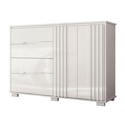 Comoda Texas 4 Gavetas Sapateira Branco Acetinado - Moval