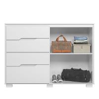 Comoda Texas 4 Gavetas Sapateira Branco Acetinado - Moval