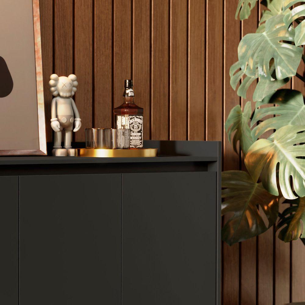 Balcao Buffet Retrô Delta 4 Portas Preto - Moveisaqui - 4