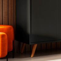 Balcao Buffet Retrô Delta 4 Portas Preto - Moveisaqui - 3