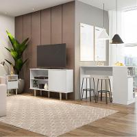 Kit Sala Integrada Rack Mesa Lateral Bancada 3pç Menu Móveis Branco - 1