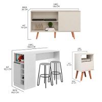 Kit Sala Integrada Rack Mesa Lateral Bancada 3pç Menu Móveis Branco - 3