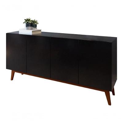 Buffet Aparador Ares 4 Portas Preto - Moveisaqui