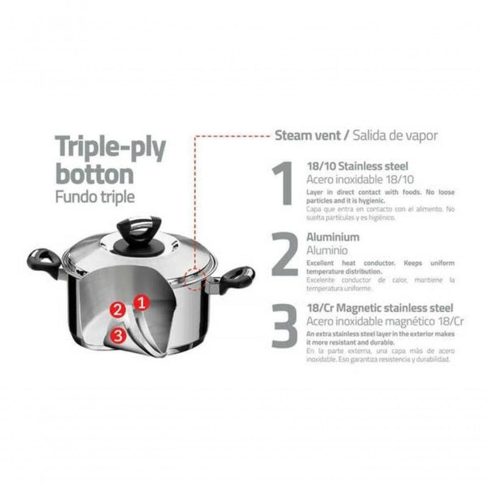 Caçarola Rasa Tramontina Solar Baquelite Aço Inox 20cm - 4