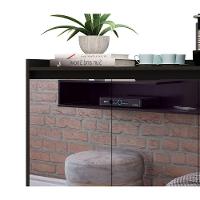 Buffet Aparador Retrô Com Espelho Delux 3 Portas Preto - Moveisaqui - 3