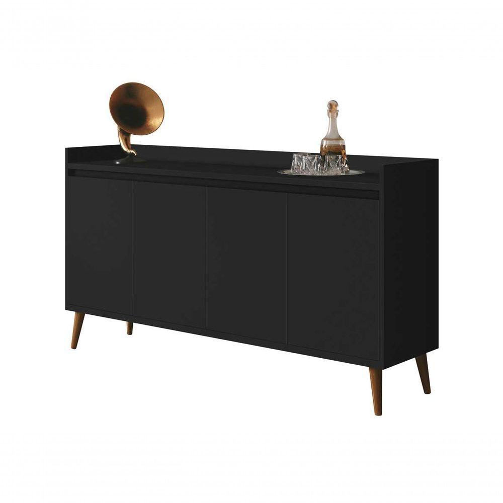 Buffet Aparador Retrô Clássico 4 Portas Preto - Moveisaqui - 1