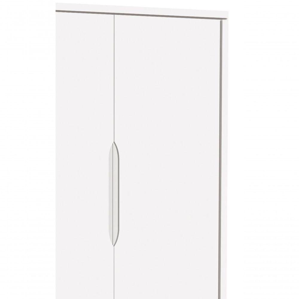 Guarda-roupa Retrô 2 Portas Théo New Branco Fosco Com Madeira - Moveisaqui - 4