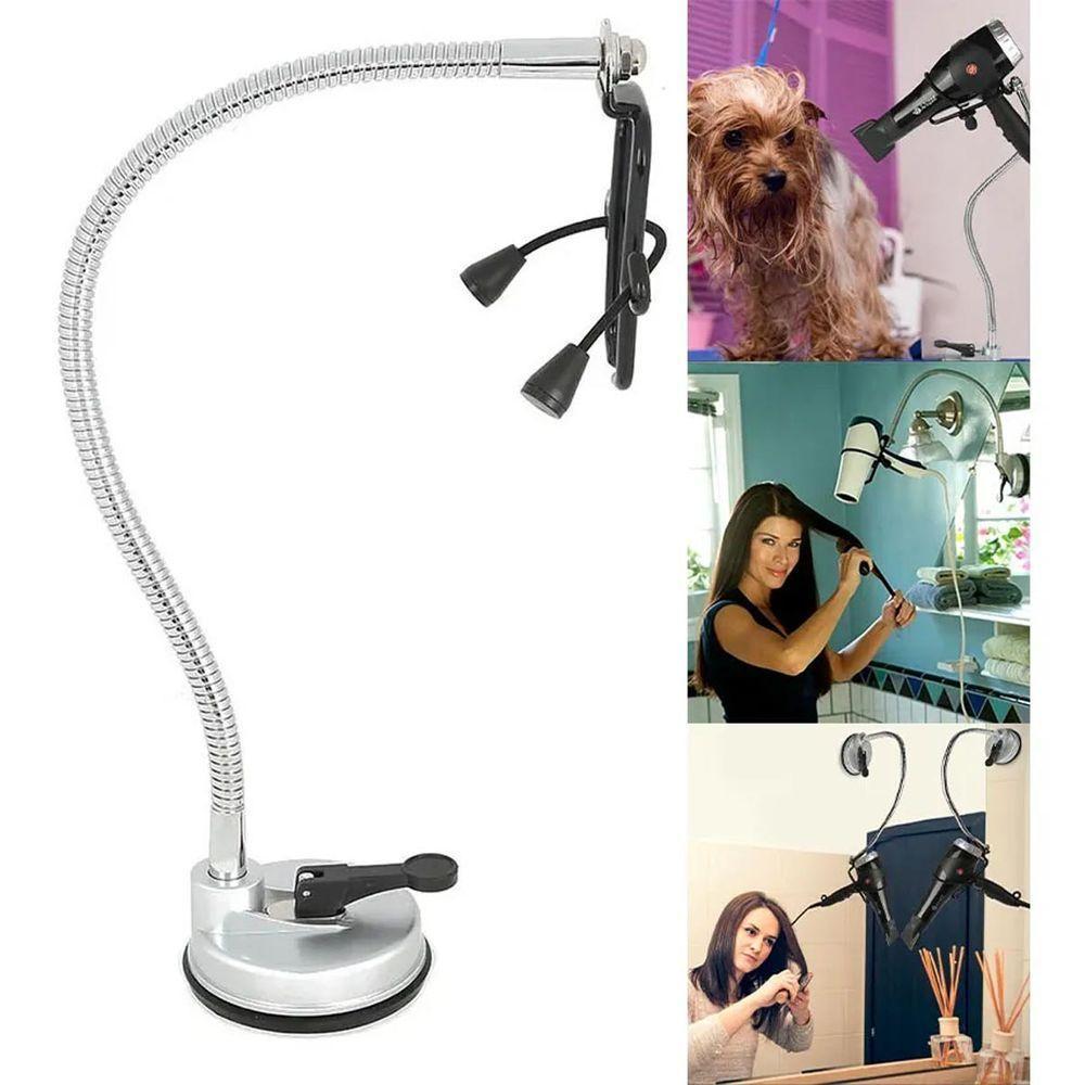 Suporte Secador Cabelo Ajustavel Articulavel Espelho Azulejo Vidro Banheiro Quarto Academia Casa Parede Portatil - 1